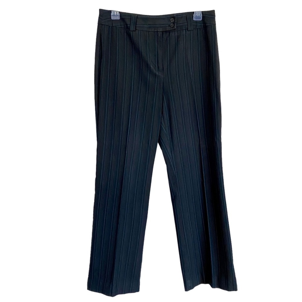 Career Black Pinstripe Straight Leg Slacks Pants 10 Office Siren Corpcore Office
